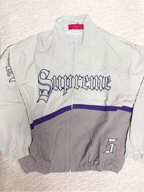 Supreme Old English Track Jacket - White & Grey